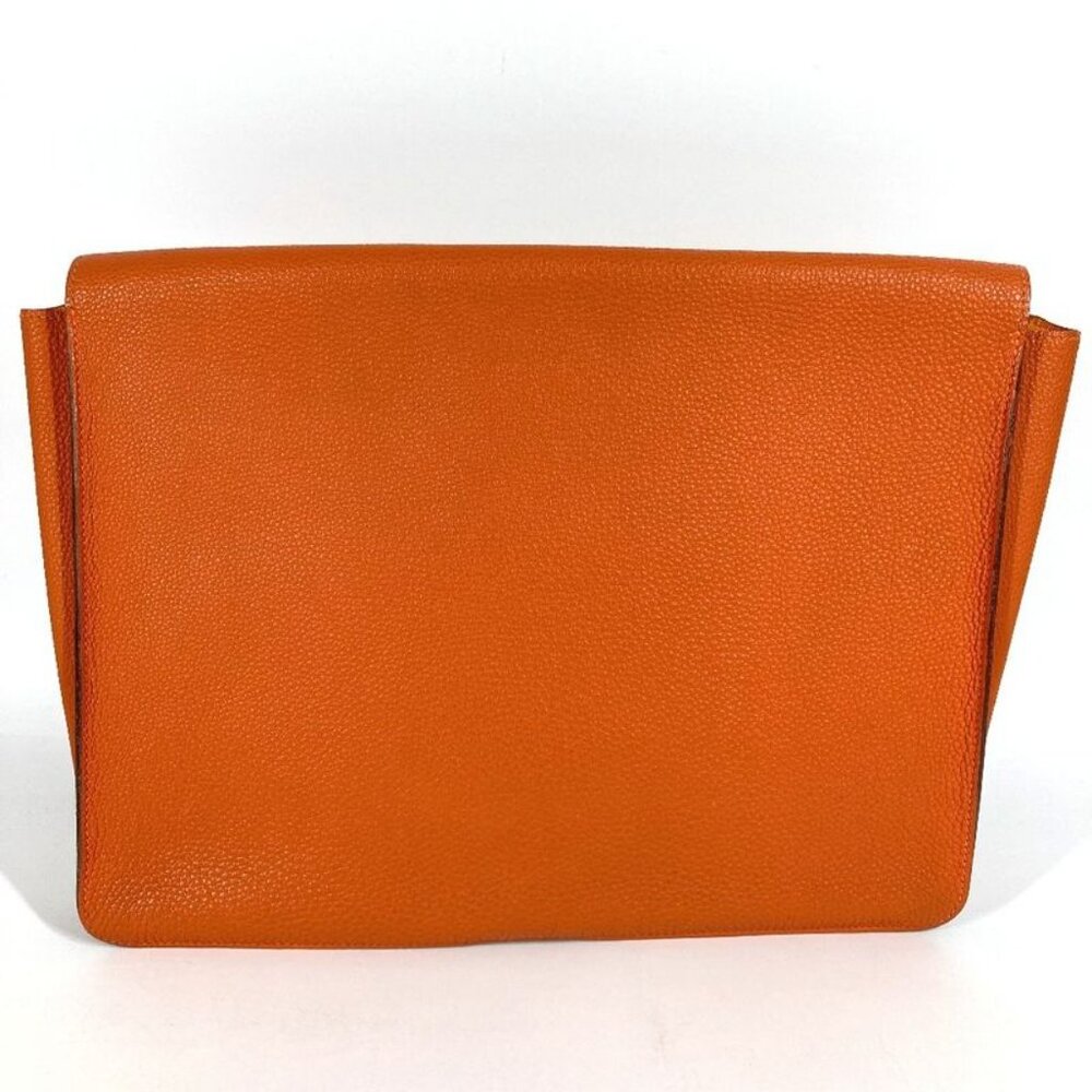 Hermes Clutch Bag Dogon Meeting Taurillon Clemence Orange - Picture 2 of 9